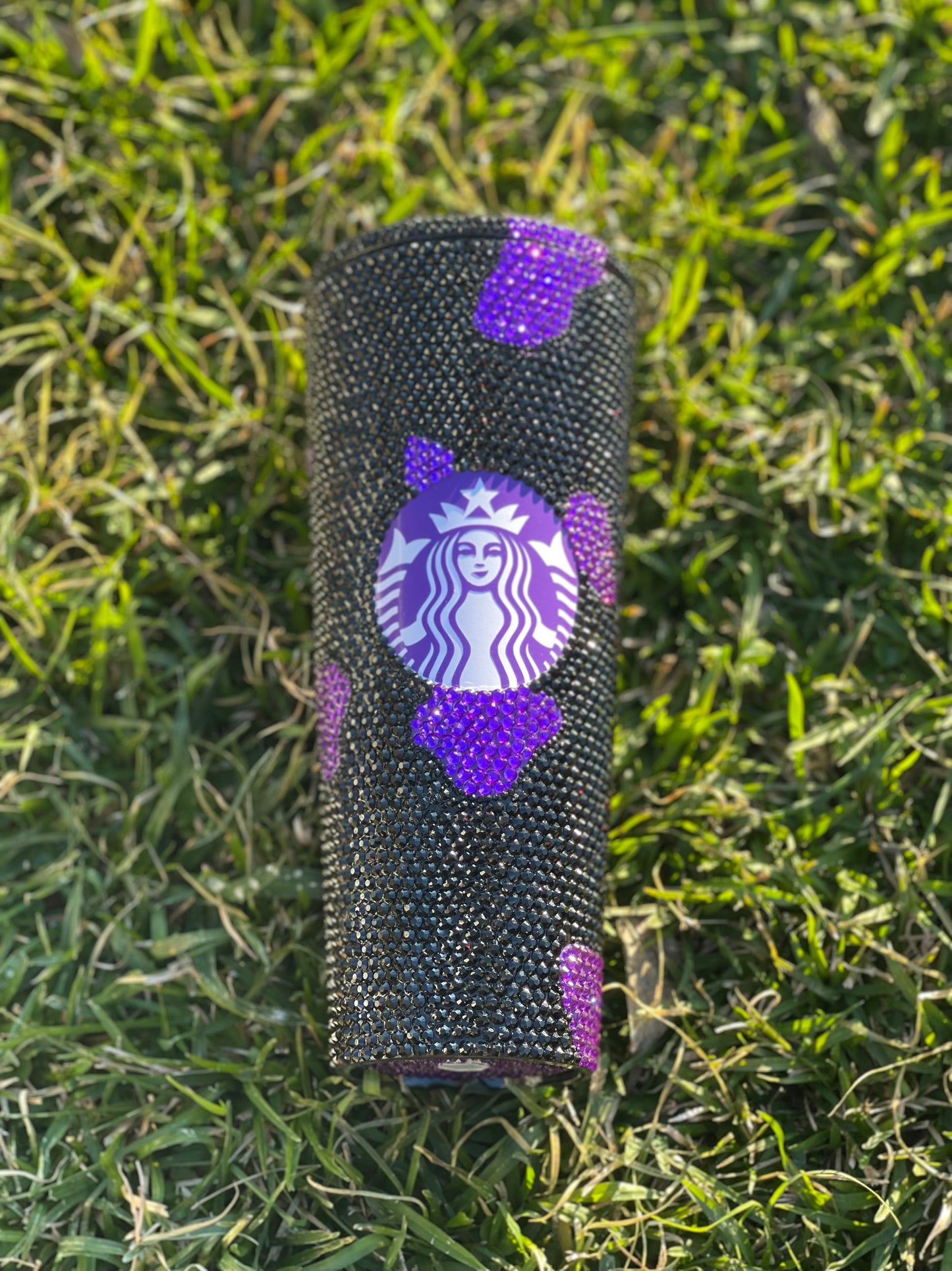 Cow Print Starbucks Acrylic Rhinestone Tumbler - With Name